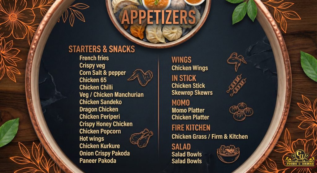 Appetizers Menu | CU Foods and Drinks | Godawari-1, Kailali, Attariya, Nepal