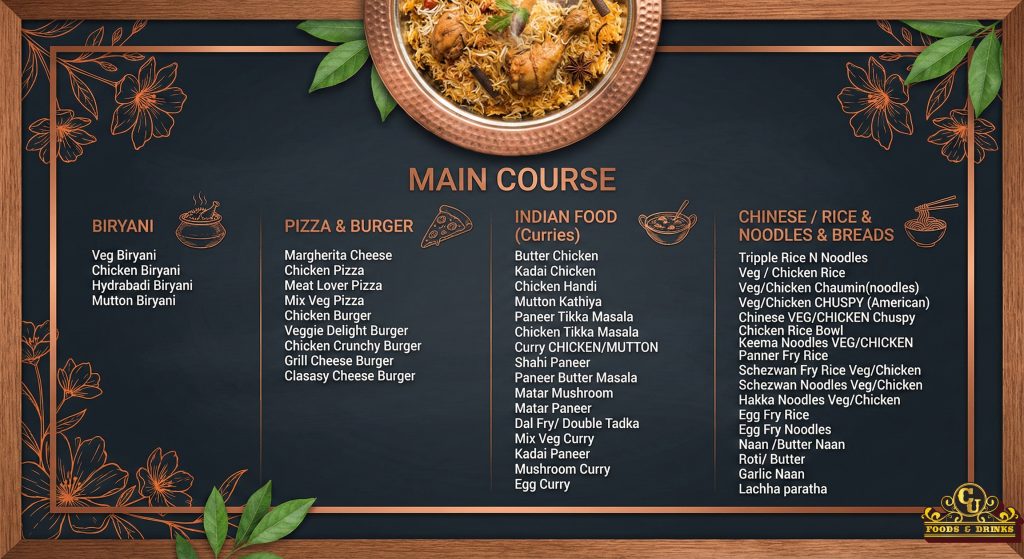 Main Course Menu | CU Foods and Drinks | Godawari-1, Kailali, Attariya, Nepal